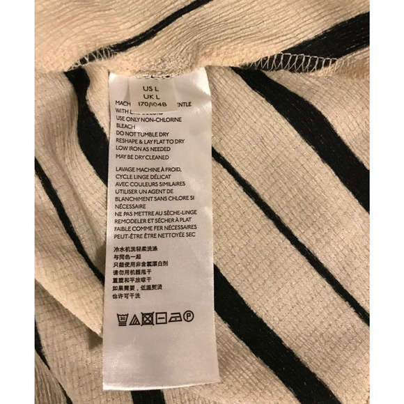 ANTHROPOLOGIE MAEVE RITA One Shoulder Black/Cream Peplum Ruffle Top - Size Large - Picture 9 of 11